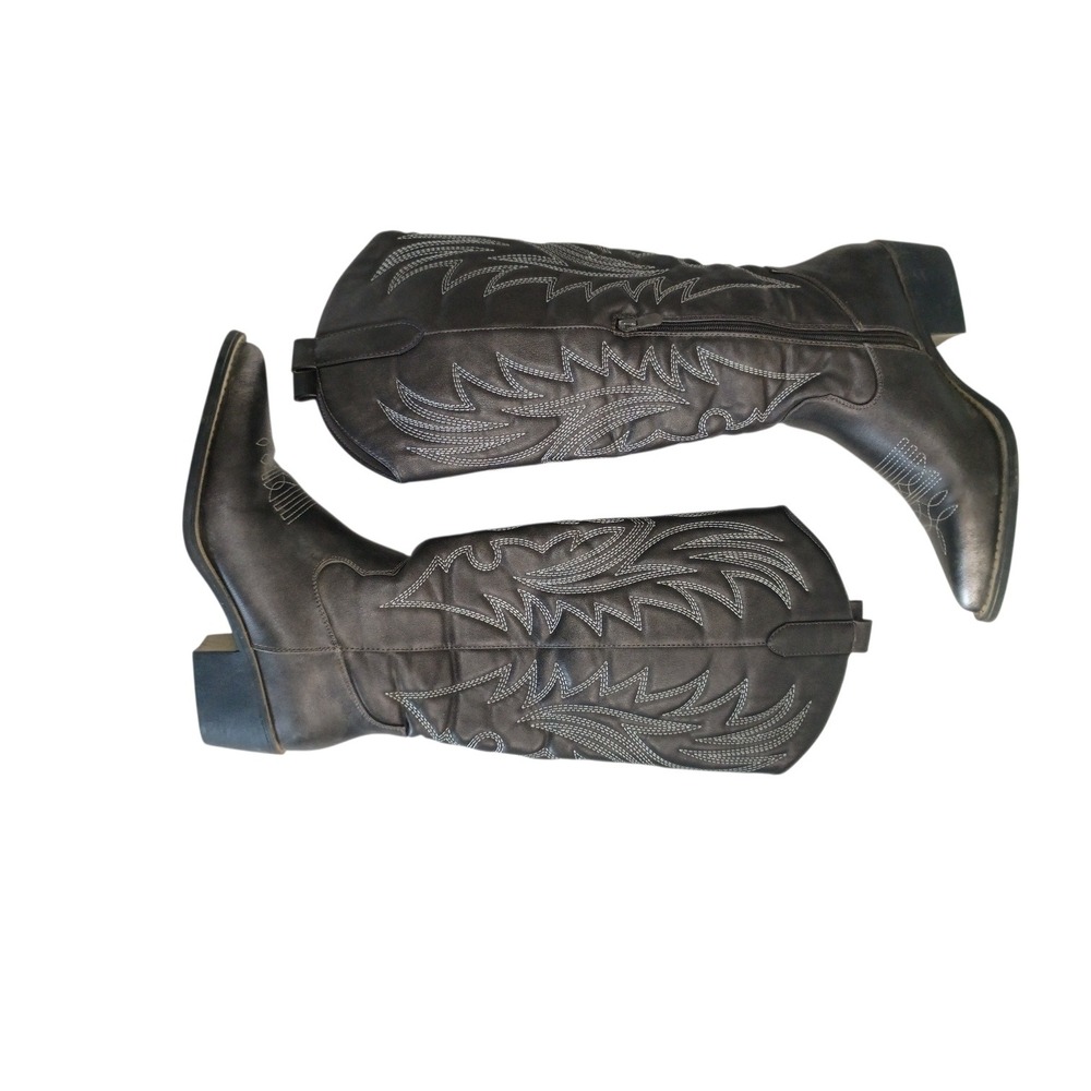 Global Win Womens Pewter Metallic Western Cowboy Boots Pointed Toe Faux Size 9 - Picture 2 of 11